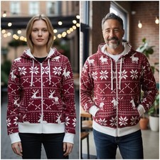 Hoodie Winter Weihnachten Norweger Muster Rentier Schneeflocke Kapuzenjacke