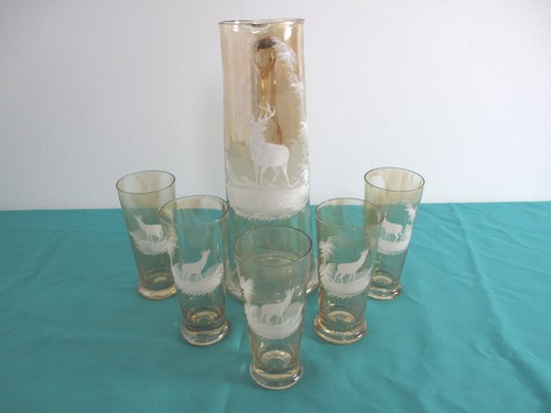 Jugendstil glas saftservice - jugendstil,