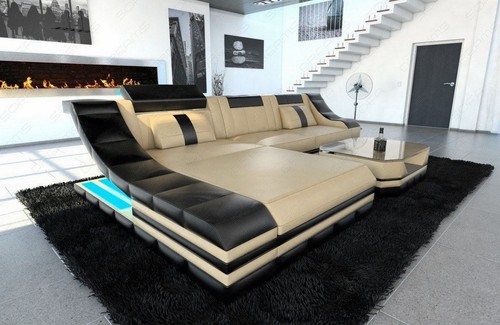 Ecksofa ledercouch sofa led - ecksofa,