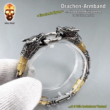 Drachen Armband mit 6 mm Königskette rund Edelstahl Biker Herren Panzerarmband 3