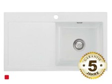 Systemceram Mera 90 Satin Keramik-Spüle Excenterbetätigung Weiß matt Auflage