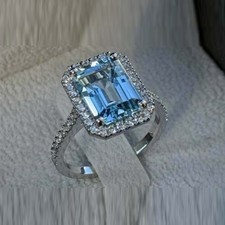 Ehering 4 Kt Aquamarin Diamant