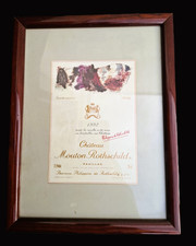 Original Weinetikett Château Mouton Rothschild  Per Kirkeby gerahmt 26x20cm rar