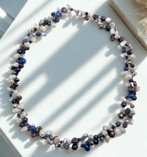 Keshi Perlen Collier Blaumix