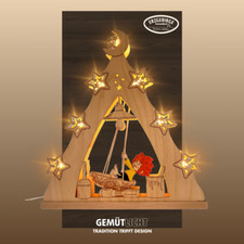 WEIGLA - Lichterspitze original Erzgebirge I Motiv Pumuckl in Schiffschaukel