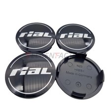 4X Rial Nabendeckel 60mm Schwarz (N23) Logo Silber (RID) - Original Felgendec...