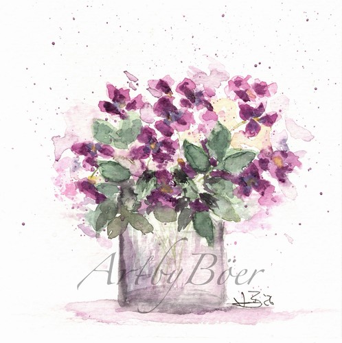 Aquarell blumenstrauß glas - blumenstrauß,