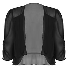 Damen Bolero Spitzen Jacke Festlich Schulterjacke Shrug Cardigan 3/4 Ärmel Tops