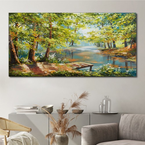 ölgemälde wald bäume - Ölgemälde, fluss