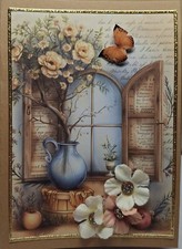 1 nostalgische Grußkarte mit schönem Blumenfenster