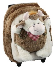 Kinderkoffer Kuh Kinder Trolley Reise Roll Koffer Tasche Plüsch mit Kuscheltier