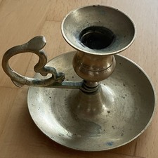 Kerzenständer mit Griff aus Messing 9 cm hoch Kerzenhalter stabile Ausführung