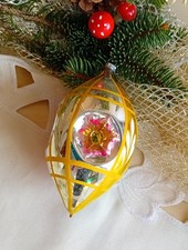11cm Lauscha Glas Reflex Kugel Tropfen DDR Weihnachtsdeko  Christbaumschmuck rar