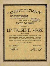 Gaswerk Brand Erbisdorf AG 1922 Bremen Enag Thüga Leipzig Markkleeberg 1000 Mark
