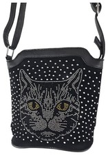 Kleine Handtasche Katze Clutch - Katze aus Strass-Steinen - Katzen Stubentiger