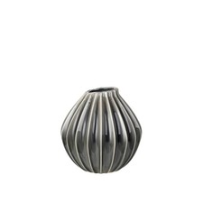 Broste Copenhagen Vase Wide Keramik dunkelgrau 25 cm