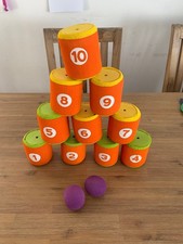 Ballwurfspiel Wurfspiel mit 10 weichen Dosen und 2 Bällen, Dosenwerfen