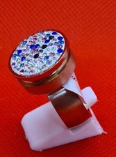 Edelstahl Ring Chunk Mit Zirkonia Strass Stein Druckknopf Hingucker Gr 18