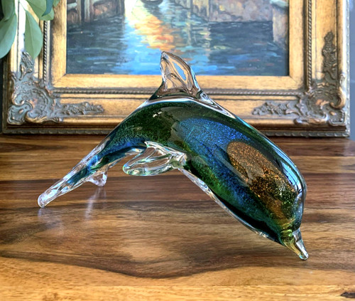 Glasfigur delfin skulptur glas - glasfigur,