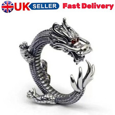 Antik Silber Drachen Ring Unisex verstellbar Handarbeit offenes Band Retro Punk Schmuck