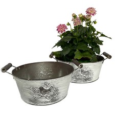 2 Blumentöpfe Vintage Vogel Set - Garten Blumentopf Pflanzkübel Kräutertopf P39