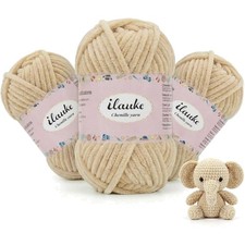 Chenille Wolle Beigeset zum