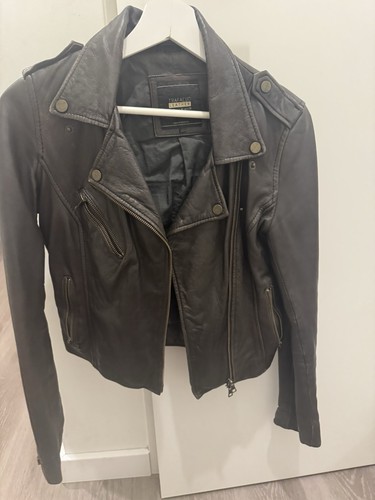 Zara lederjacke dunkel braun - lederjacke,