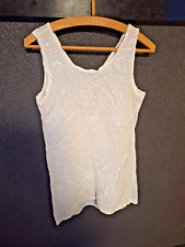 Trägertop Sommer bequem fallend weiß Pailetten Gr 36