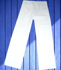 LEINEN- BAUMWOLLE- Herrenhose / Sommerhose weiß lockerer Fall ungetragen Gr. 54