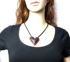 Kurze Kette mit Herzanhänger~ XXL~ Modeschmuck Kette~ Bandkette ~ Halskette