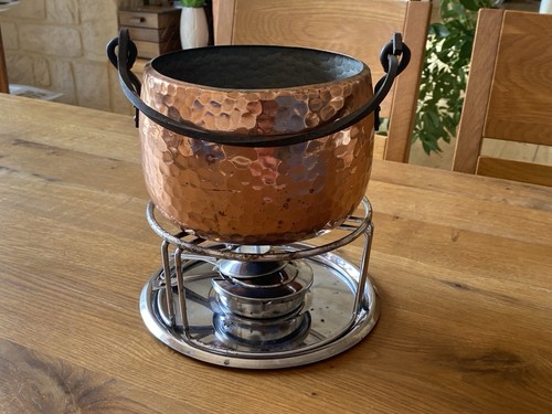 Kupfer fondue set mit rechaud - kupfer,