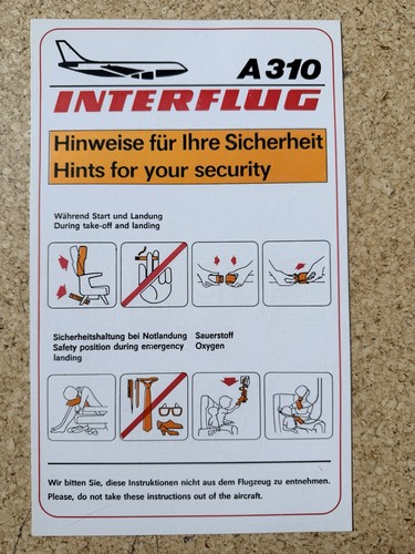 Interflug a310 safety card - interflug,