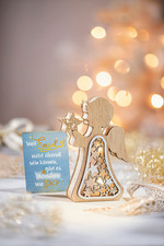 LED-Geschenkset "Wunschengel" mit Geschenkbox Holzengel Geschenk Timer-Funktion
