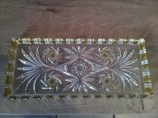 Kuchenplatte Stollenplatte Servierplatte Kristall Glas rechteckig Vintage