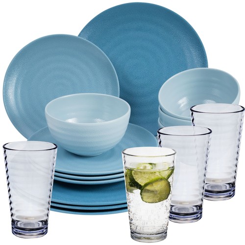 Melamin geschirr set blau - melamin, 4