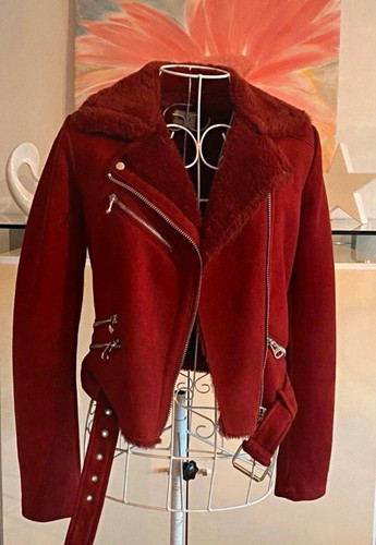 Damen bikerjacke bordeauxrot - damen,