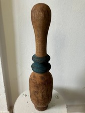 Antiker großer Kegel riesiger Bowling-Kegel Biedermeier Deko Holz 52cm 1820