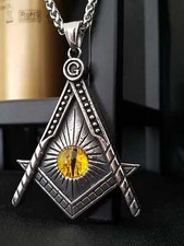 Freimaurer Kompass Tribal Spirit  Anhänger Edelstahl Halskette Auge Silber KE11B