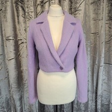 Zara Damen Blazer Jacke Damen Medium UK 10 Flieder Rosa Tailliert Weich Blogger