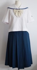 Schuluniform Set / Sailorkragen Bluse und Faltenrock in blau aus Japan Gr. S