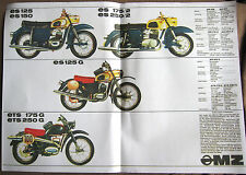 PROSPEKT Werbung DATENBLATT Motorrad MZ ES 125 150 175/2 250/2 125G ETS 175G 250