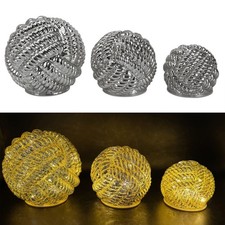 3er Set LED-Glaskugeln silber