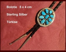 Indianer Schmuck Sterling Silber Türkis Bolo Tie   Westernkrawatte