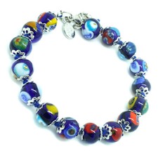 Murano Glas Armband Blau Multi