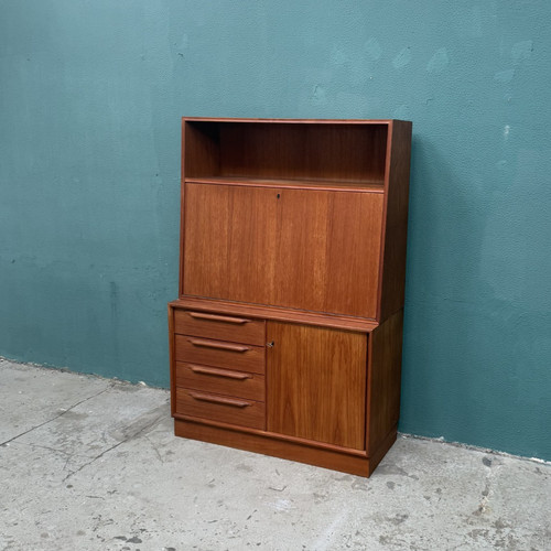 Vitrine kommode teak furnier - kommode,