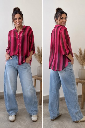Transparente bluse vertikale - transparente,