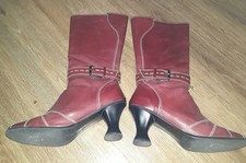 ausgefallene, weinrote Stiefelette, Tiggers, Gr. 38, Leder, Latino - Absatz