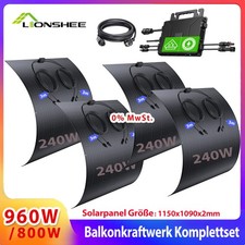 LIONSHEE Balkonkraftwerk 960W Photovoltaik Komplettset |Wechselrichter 800W WIFI
