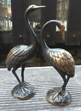 12cm VOGEL Liebes PAAR  alt Bronze Metall Kranich Reiher Storch Paar