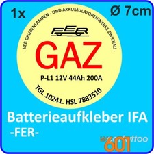 Aufkleber Oldtimer Batterie ; DDR ; IFA ; AKA ; 12V 44Ah für Trabant, Wartburg 